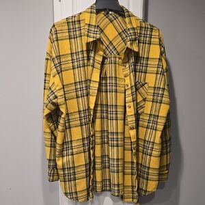 Yellow Plaid Lightweight Flannel Shirt